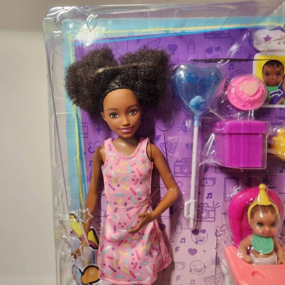 Barbie Skipper Babysitters Black Doll Set with Baby 10" High Chair Birthday Part - Picture 3 of 9
